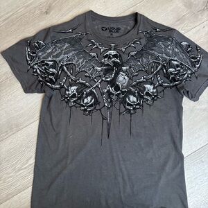 Liquid Blue Men's Dark Gray Skull Graphic Tee